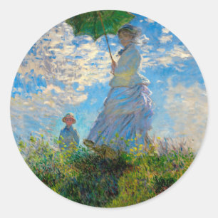 Monet Woman Parasol Impressionism Classic Round Sticker