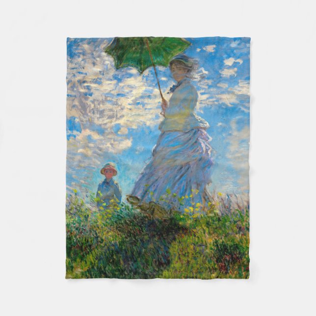 Monet Woman Parasol Impressionism Fleece Blanket (Front)