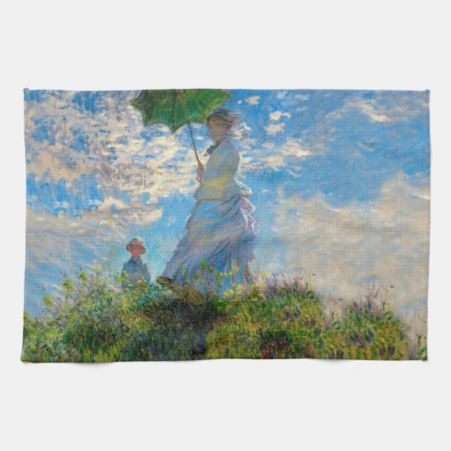 Monet Woman Parasol Impressionism Kitchen Towel (Horizontal)