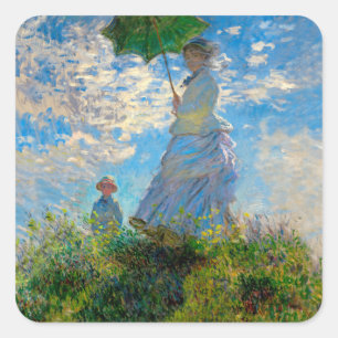 Monet Woman Parasol Impressionism Square Sticker