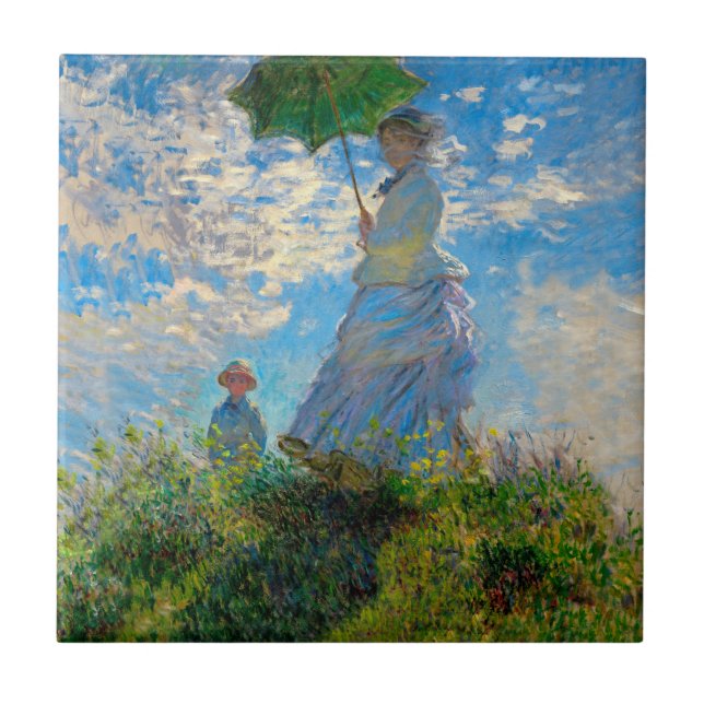 Monet Woman Parasol Impressionism Tile (Front)