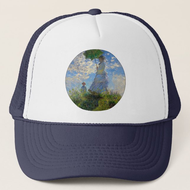 Monet Woman Parasol Impressionism Trucker Hat (Front)