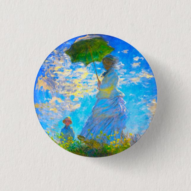 Monet Woman with a Parasol 1 Inch Round Button (Front)