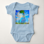Monet Woman with a Parasol Baby Bodysuit<br><div class="desc">Baby Bodysuit featuring Claude Monet’s wife,  Camille,  holding a parasol,  and their son,  Jean,  taking a walk in a vibrant green field being blown by the wind on a summer’s day. A great Monet gift for fans of impressionism and French art.</div>