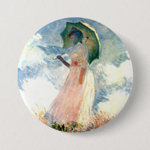 Monet Woman with a Parasol Facing Left 3 Inch Round Button