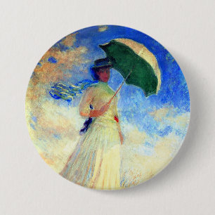 Monet Woman with a Parasol Facing Right 3 Inch Round Button