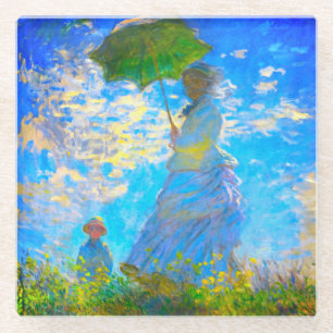 Monet Woman with a Parasol Glass Coaster