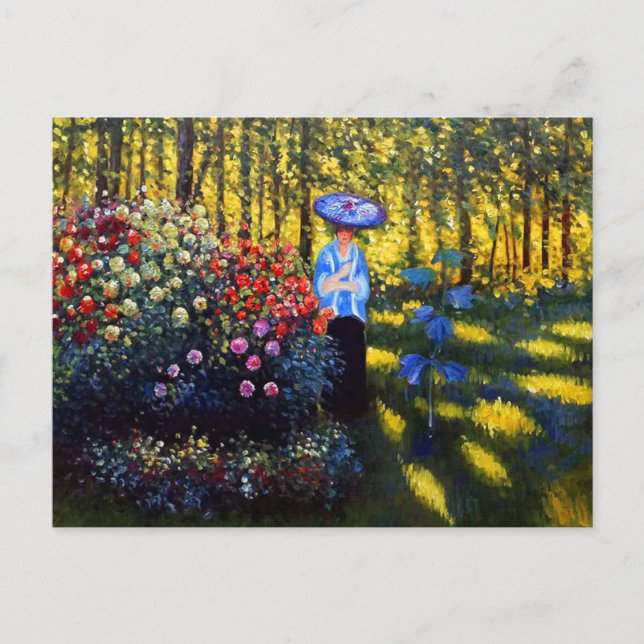 Monet Woman with a Parasol in Garden Invitation Postcard (Front)