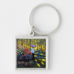 Monet Woman with a Parasol in Garden Keychain