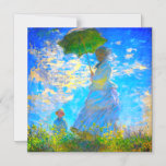 Monet Woman with a Parasol Magnetic Invitation<br><div class="desc">A family portrait magnetic invitation featuring Claude Monet’s wife,  Camille,  holding a parasol,  and their son,  Jean,  taking a walk in a vibrant green field being blown by the wind on a summer’s day. A great Monet gift for fans of impressionism and French art.</div>