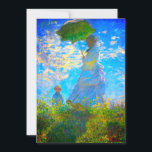 Monet Woman with a Parasol Save The Date<br><div class="desc">A family portrait save the date card featuring Claude Monet’s wife,  Camille,  holding a parasol,  and their son,  Jean,  taking a walk in a vibrant green field being blown by the wind on a summer’s day. A great Monet gift for fans of impressionism and French art.</div>
