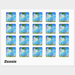 Monet Woman with a Parasol Square Sticker<br><div class="desc">Square stickers featuring Claude Monet’s wife,  Camille,  holding a parasol,  and their son,  Jean,  taking a walk in a vibrant green field being blown by the wind on a summer’s day. A great Monet gift for fans of impressionism and French art.</div>