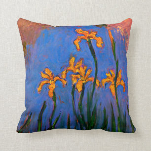 Monet- Yellow Irises Throw Pillow