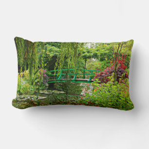 Monet's bridge over lily pond, Monet's garden Lumbar Pillow