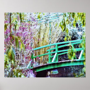 Monet's Bridge with Flowers Poster