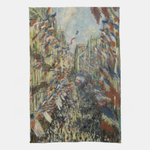 Monet's Classic Celebration of Paris' Rue Montorue Kitchen Towel