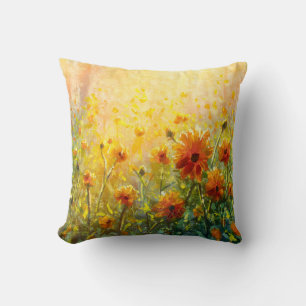 Monet's Floral Paintings: Impressionist Landscape Throw Pillow