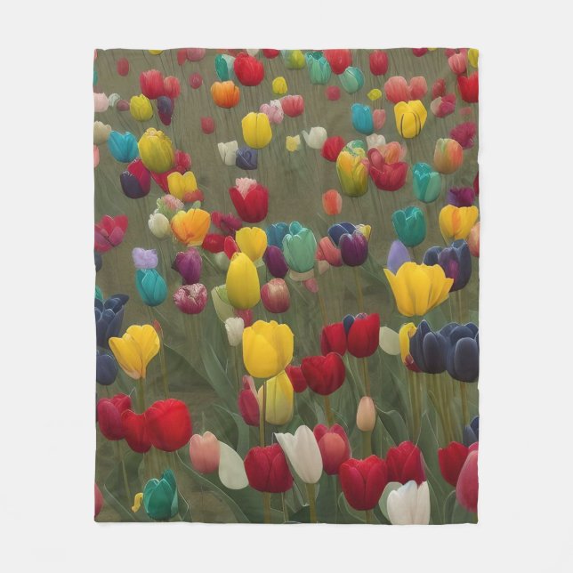 Monet's French Garden at Giverny Tulips Print 1 Fleece Blanket (Front)