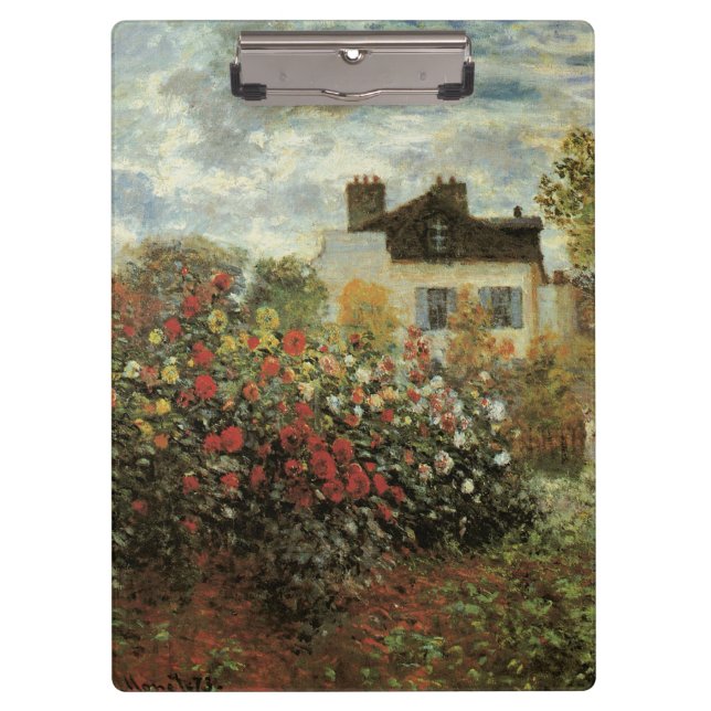 Monet's Garden at Argenteuil by Claude Monet Clipboard (Front)