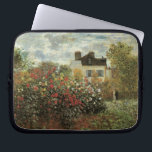 Monet's Garden at Argenteuil by Claude Monet Laptop Sleeve<br><div class="desc">The Artist's Garden in Argenteuil (A Corner of the Garden with Dahlias) (1873) by Claude Monet is a vintage impressionism fine art floral nature painting. A country farm house is in the background. A couple in love is walking past a romantic spring season garden with blooming roses and other flowers....</div>