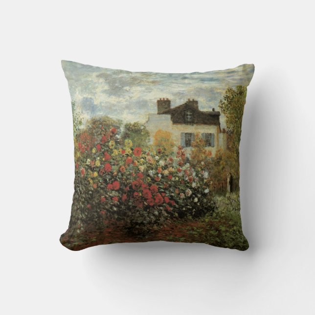 Monet's Garden at Argenteuil by Claude Monet Throw Pillow (Front)