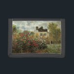 Monet's Garden at Argenteuil by Claude Monet Tri-fold Wallet<br><div class="desc">The Artist's Garden in Argenteuil (A Corner of the Garden with Dahlias) (1873) by Claude Monet is a vintage impressionism fine art floral nature painting. A country farm house is in the background. A couple in love is walking past a romantic spring season garden with blooming roses and other flowers....</div>
