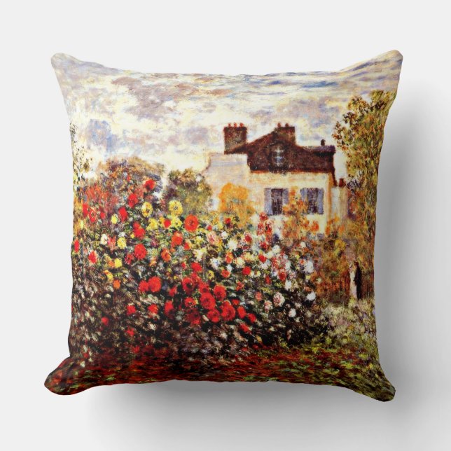 Monet's Garden in Argenteuil Throw Pillow (Front)