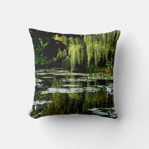 Monet's Lily Pond with Willows, Giverny, France Throw Pillow