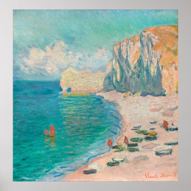 Monet's The Beach and the Falaise d'Amont Poster (Front)