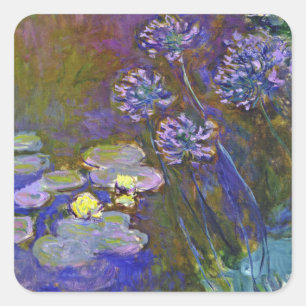Monet's Water Lilies and Agapanthus Square Sticker