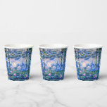 Monet's Water Lilies Mix and Match Paper Cups<br><div class="desc">Water Lilies, 1919 famous painting by Claude Monet, with colour coordinated solid colours pinkish-purple and Monet blue, ready to mix and match.</div>