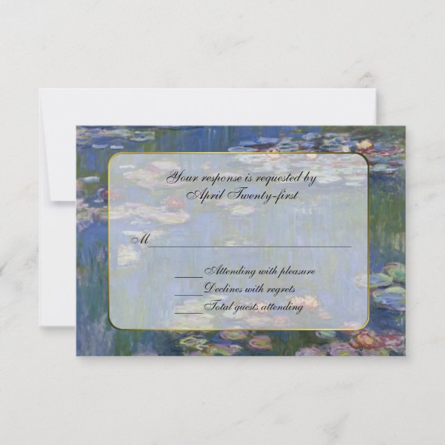 Monet's Water Lilies RSVP Response Card (Front)