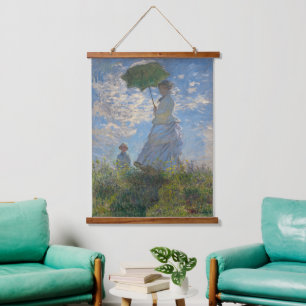 Monet's Woman with Parasol,Impressionist Landscape Hanging Tapestry