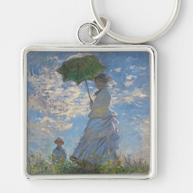 Monet's Woman with Parasol,Impressionist Landscape Keychain (Front)