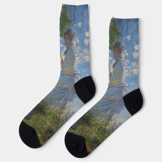 Monet's Woman with Parasol,Impressionist Landscape Socks (Left)