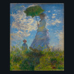 Monet's Woman with Parasol Poster<br><div class="desc">Woman with Parasol was painted by impressionist painter Claude Monet in 1875. The painting is of Madame Monet and her son. This classic masterpiece is filled with light and softness in pastel and bright shades of blue and green.</div>