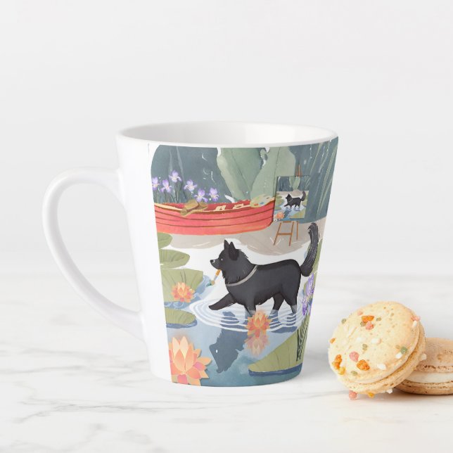MONETZ LITTLE HELPER black dog Latte Mug (In Situ)