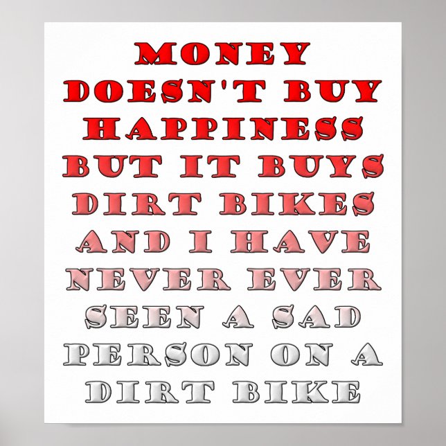 Money Acheter Dirtbikes Drôle Poster (Devant)