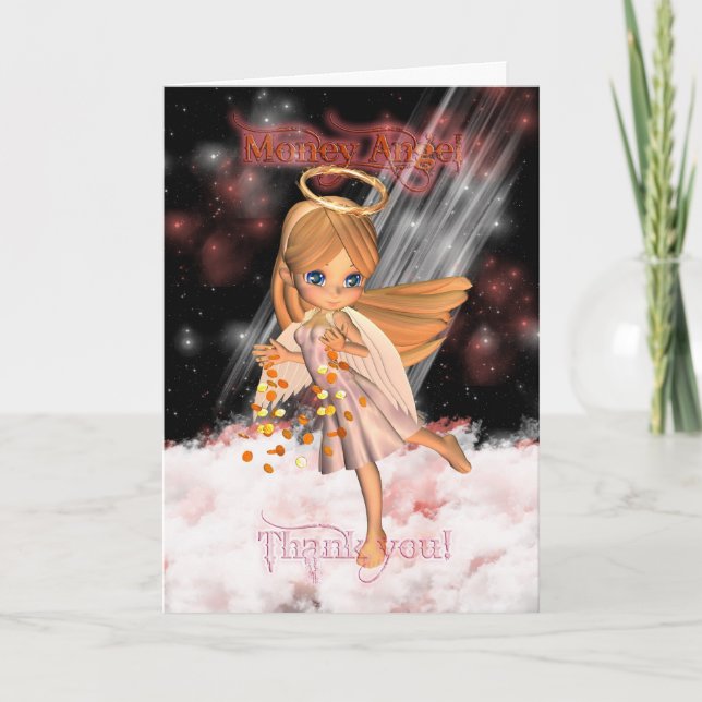 Money Angel Thank you Card with Cute Angel (Front)