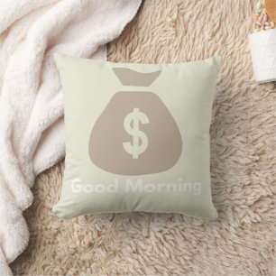 Money Bag Motivational Quote Minimalist Accent Pil Throw Pillow