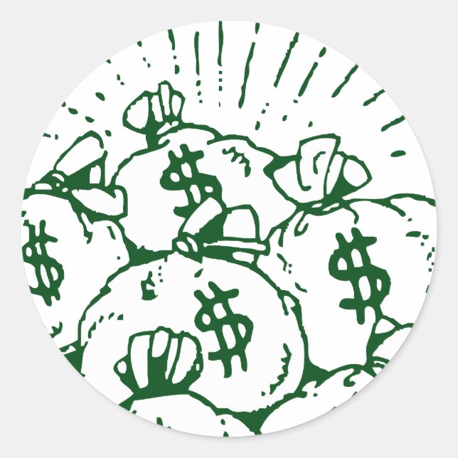 Money Bags! Classic Round Sticker (Front)