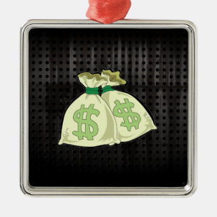 Money Bags; Rugged Metal Ornament