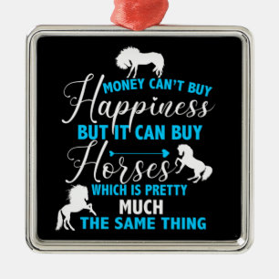 Money Can Buy Horses Blue    Metal Ornament