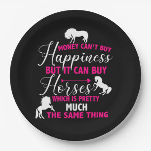 Money Can Buy Horses Hot Pink Paper Plate