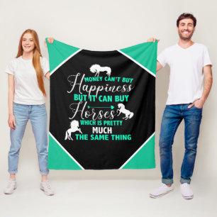 Money Can Buy Horses Mint Green   Fleece Blanket