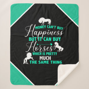 Money Can Buy Horses Mint Green     Sherpa Blanket