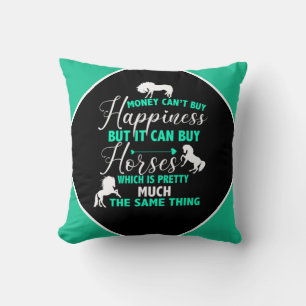 Money Can Buy Horses Mint Green     Throw Pillow