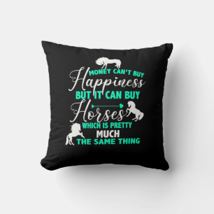 Money Can Buy Horses Mint Green Throw Pillow