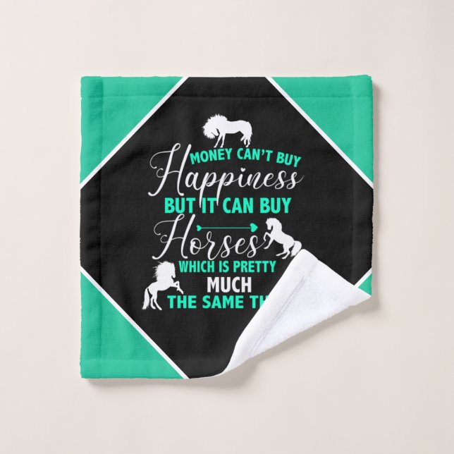 Money Can Buy Horses Mint Green    Wash Cloth (Wash Cloth)