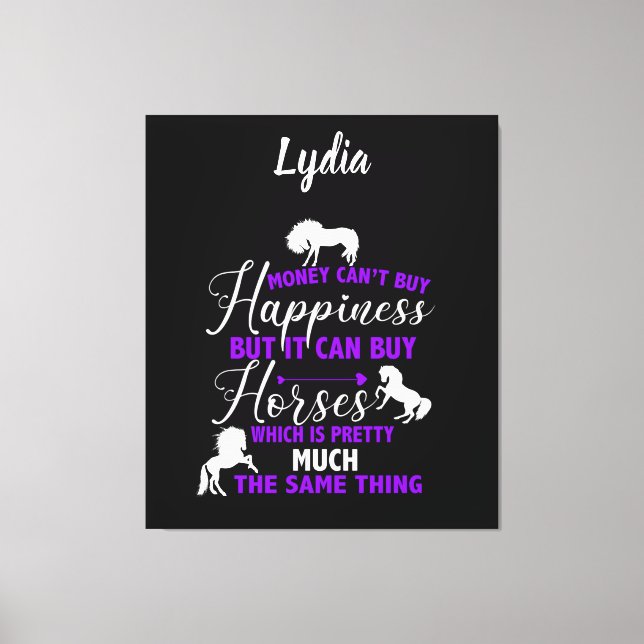 Money Can Buy Horses Purple Personalized   Canvas Print (Front)